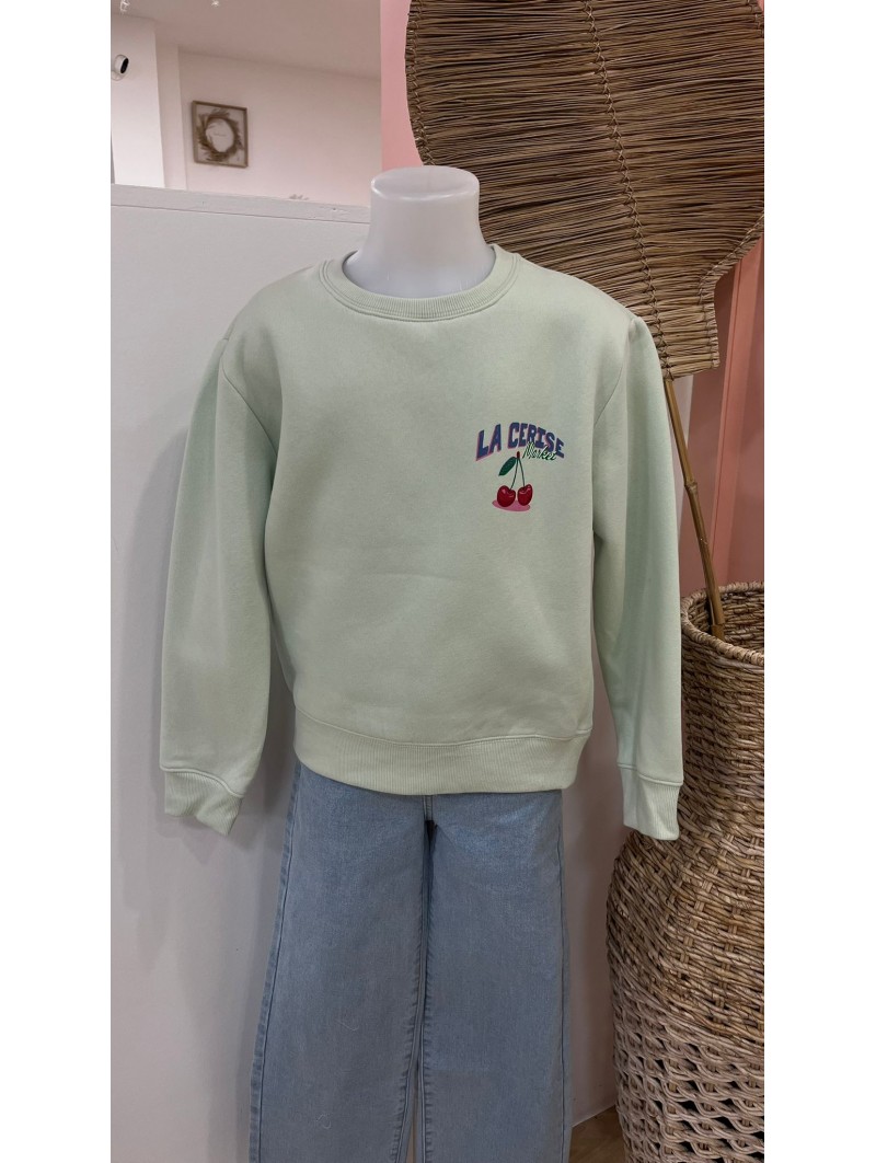 Sweat Cerise Vert d'eau