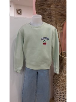 Sweat Cerise Vert d'eau