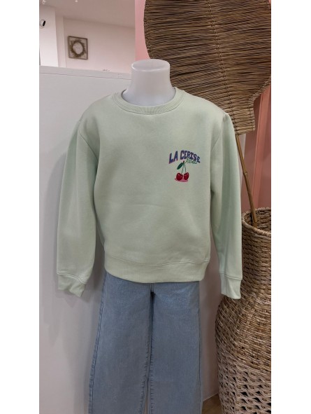 Sweat Cerise Vert d'eau