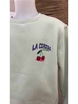 Sweat Cerise Vert d'eau