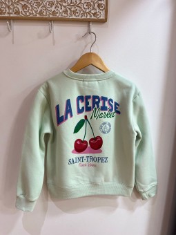 Sweat Cerise Vert d'eau