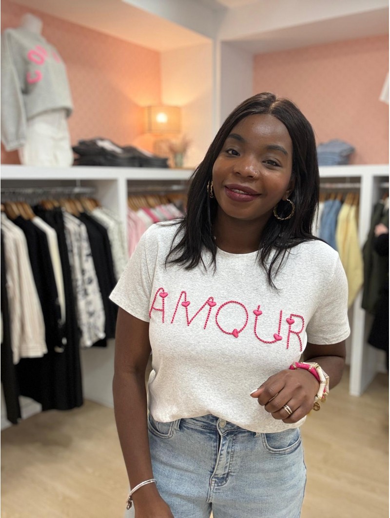 Tee-shirts Amour gris
