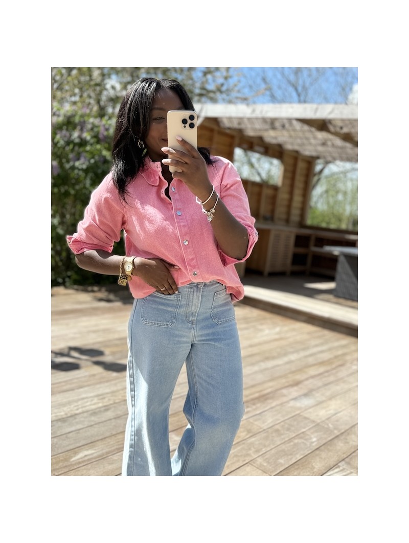 Veste jean Iris rose