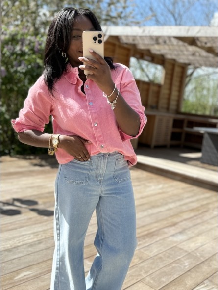 Veste jean Iris rose