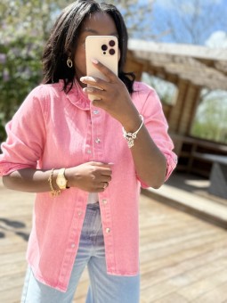 Veste jean Iris rose