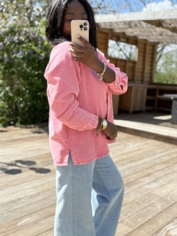 Veste jean Iris rose