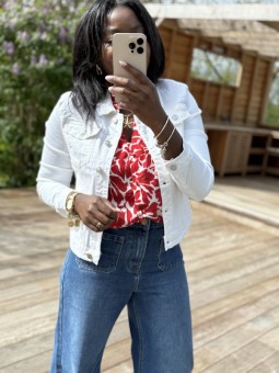 Veste jean Célia blanche