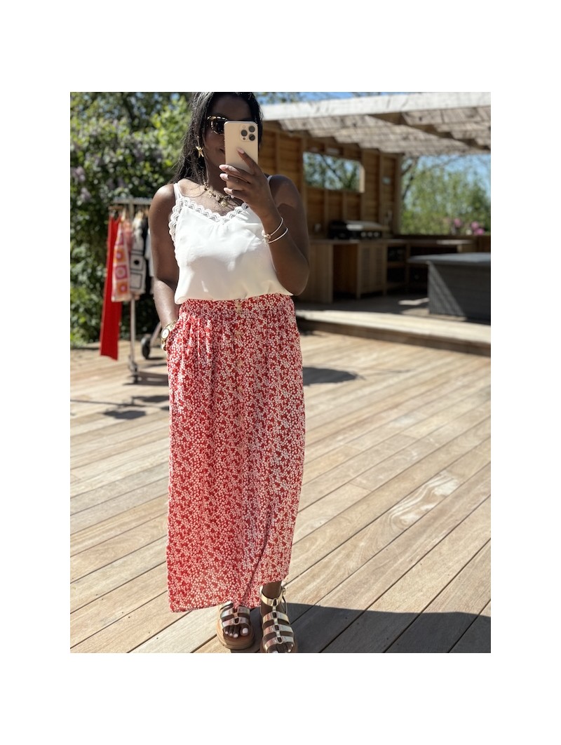 Jupe longue Maria rouge