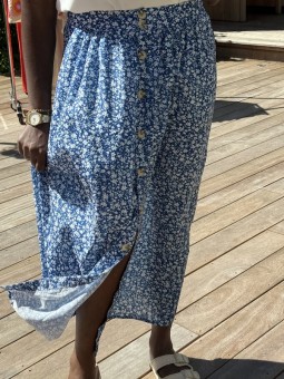 Jupe longue Lyana bleu roi