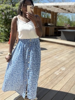 Jupe longue Lyana bleu roi